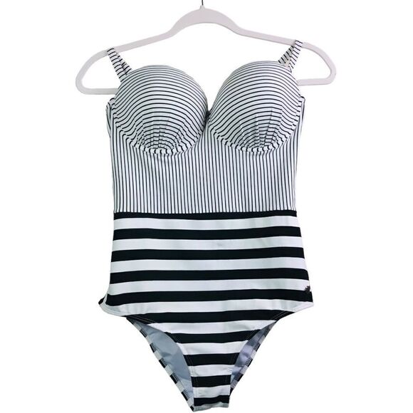 Garotas Retro Stripped Slimming Swimsuit - Picture 1 of 10